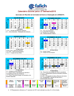 Calendário Escolar para o 2º Semestre/2015