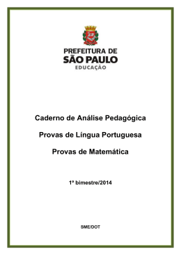 Caderno de Análise Pedagógica Provas de Língua Portuguesa