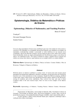 Epistemologia, Didática da Matemática e Práticas de Ensino