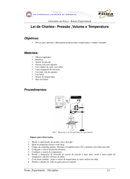 Lei de Charles– Pressão ,Volume e Temperatura