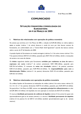 Situação Financeira Consolidada do Eurosistema em 4 de Março de