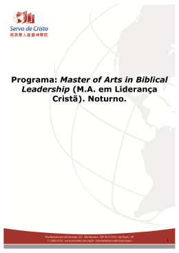 Programa: Master of Arts in Biblical Leadership (M.A. em Liderança