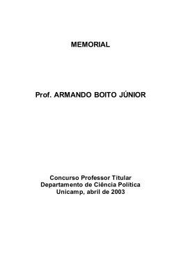 MEMORIAL Prof. ARMANDO BOITO JÚNIOR