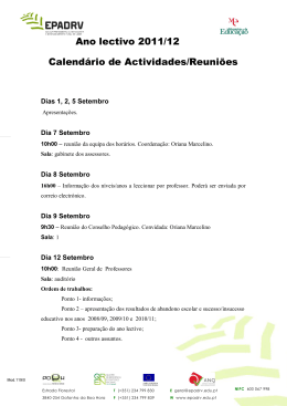 Ano lectivo 2011/12 Calendário de Actividades/Reuniões
