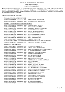 Pauta de julgamento nº 027 a 045 – 04, 05, 11 e 12/02/2014