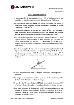 LISTA DE EXERCÍCIOS 2 1. A massa específica de um combustível