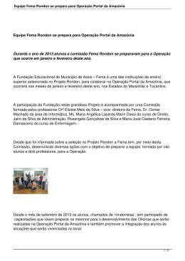 Equipe Fema Rondon se prepara para Operação Portal da Amazônia