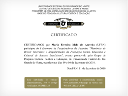 CERTIFICAMOS que Maria Ferreira Melo de Azevedo (UFRN