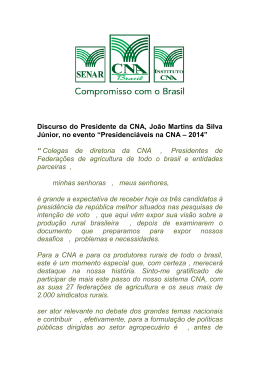Discurso do Presidente da CNA, João Martins da Silva Júnior, no
