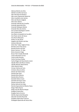 Lista de selecionados – Pré-Uni – 2º Semestre de 2012