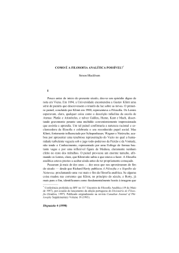 Disputatio 4 (1998) COMO É A FILOSOFIA ANALÍTICA POSSÍVEL