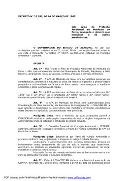 Decreto nb0 32.858_88 - IMA – Instituto do Meio Ambiente de Alagoas