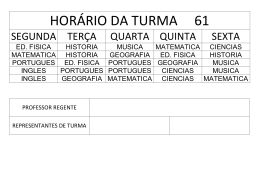 HORÁRIO DA TURMA 61