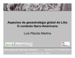 Aspectos da geoestratégia global do Lítio O contexto Ibero