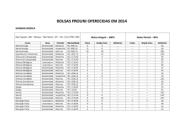 BOLSAS PROUNI OFERECIDAS EM 2014