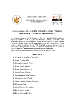 HOMOLOGAÇÃO INSCRIÇÕES MESTRADO 2015-1