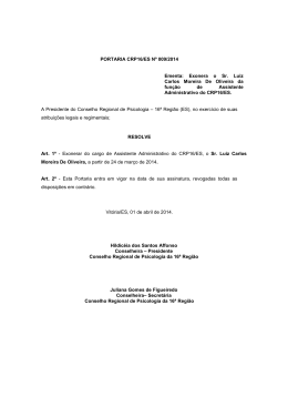 Exoneração Luiz Carlos Moreira de Oliveira - CRP-16