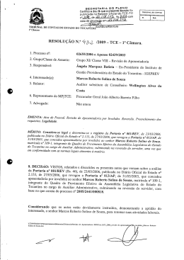 Decisão, Relatório, Voto - Tribunal de Contas do Estado do Tocantins