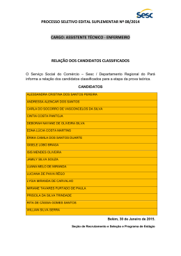Classificados para Prova ENFERMEIRO 082014