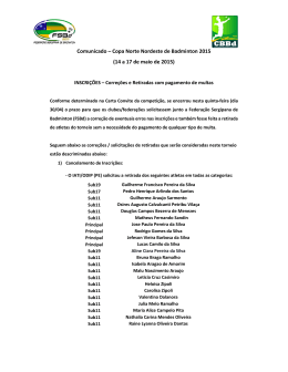 Comunicado – Copa Norte Nordeste de Badminton 2015 (14 a 17