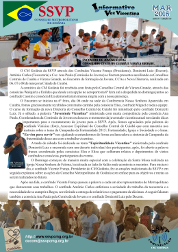 mar 2015 - Conselho Metropolitano de Goiânia da SSVP