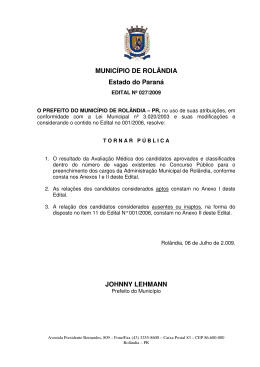 MUNICÍPIO DE ROLÂNDIA Estado do Paraná JOHNNY LEHMANN