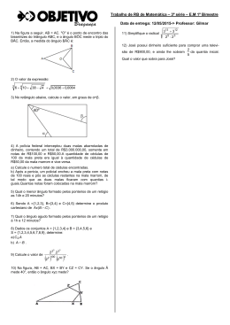 Trabalho de RB de Matemática – 3ª série – E.M 1º Bimestre Data de