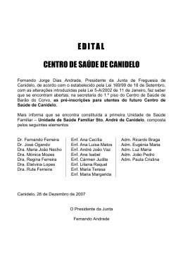 EDITAL CENTRO DE SAÚDE DE CANIDELO