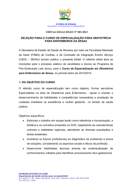 EDITAL/SESAU/DGES Nº 001/2013 SELEÇÃO PARA O CURSO DE