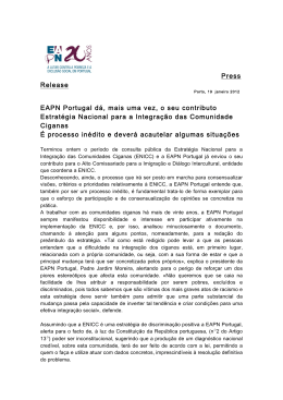Press Release EAPN Portugal dá, mais uma vez, o seu contributo