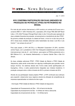 Participação da NYK em 2 unidades FPSO na Petrobrás no Brasil