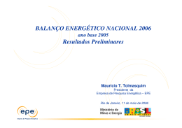 BALANÇO ENERGÉTICO NACIONAL 2006 Resultados