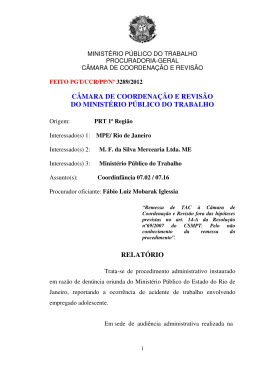 Processo PGT/CCR/nº 3289/2012 - Ministério Público do Trabalho