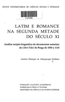 LATIM E ROMANCE NA SEGUNDA METADE DO SÉCULO XI