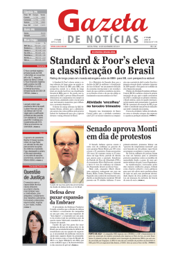 Standard & Poor`s eleva a classificação do Brasil