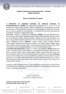 Edital de Registro de Chapas - Conselho Regional de Fonoaudiologia
