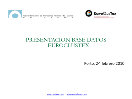 Apresentação Base de Dados Euroclustex