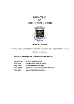 Acta nº 20 - Câmara Municipal de Paredes de Coura