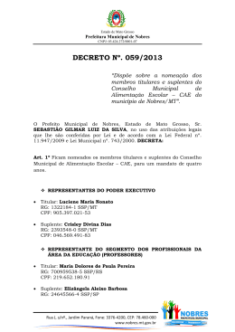 Decreto nº 059-13 membros titulares e suplentes do Conselho