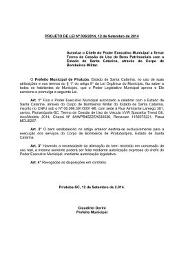 Projeto de Lei Nº 36/2.014 - Câmara de Vereadores de Piratuba