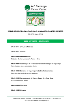 ii simpósio de farmácia do ac camargo cancer center programa 2014