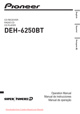 Pioneer DEH-6250BT Car Radio OWNER`S MANUAL Operating