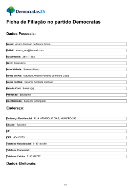 Ficha de Filiação no partido Democratas Dados Pessoais