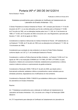 Portaria IAP nº 265 DE 04/12/2014