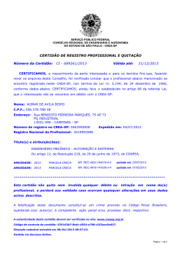 31/12/2013 CERTIDÃO DE REGISTRO PROFISSIONAL