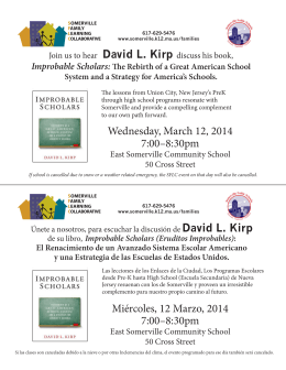 Wednesday, March 12, 2014 7:00–8:30pm Miércoles, 12 Marzo