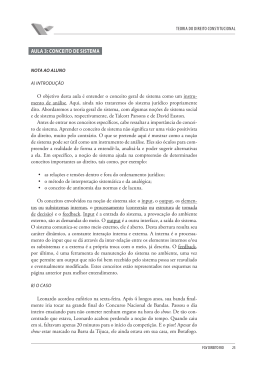 AULA 3: CONCEITO DE SISTEMA - Acadêmico de Direito da FGV