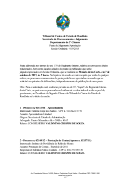 Tribunal de Contas de Estado de Rondônia Secretaria de - TCE-RO