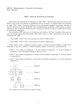 MS715 - Planejamento e Controle da Produç˜ao Prof. Moretti MRP