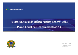Relatório Anual da Dívida Pública Federal 2013 Plano Anual de